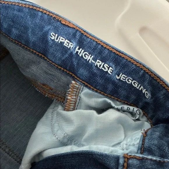 American Eagle Outfitters Women's Dark Blue Super High-Rise Jegging Size 4 Short - Picture 4 of 7